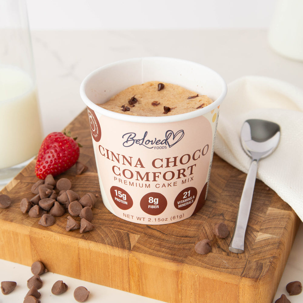 Cinna Choco Comfort Premium Cake Mix -  soft, moist cinnamon cake base with sweet chocolate chips