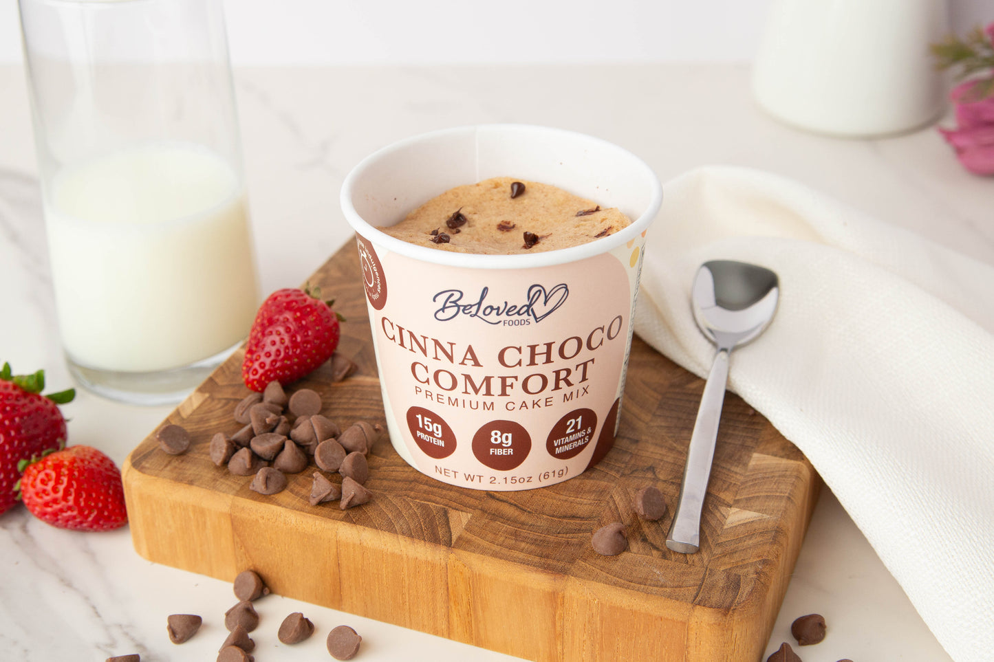 Cinna Choco Comfort Premium Cake Mix -  soft, moist cinnamon cake base with sweet chocolate chips